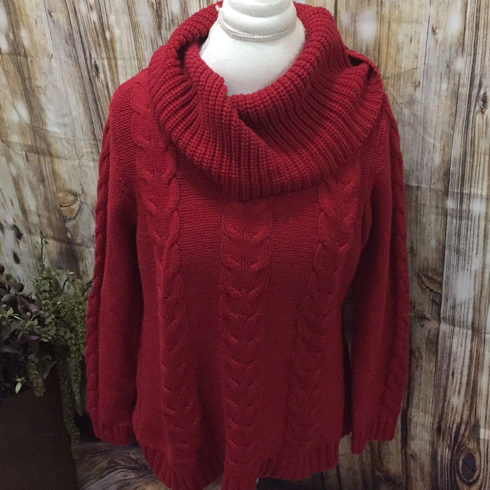 Charter club red chunky knit sweater